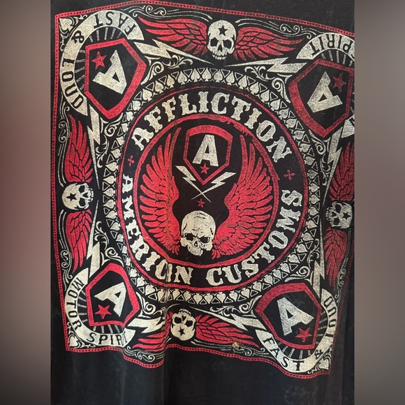 Affliction Skull T Shirt American Customs Cyber Grunge Punk Goth XL - Picture 3 of 7